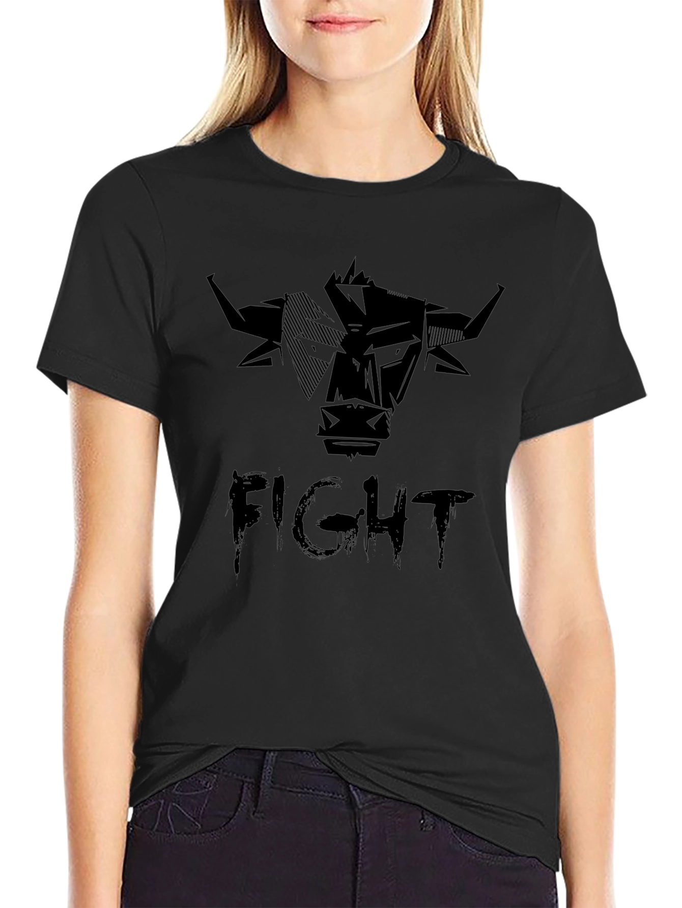 Fight Bull Graphic Tee - Bold Black T-Shirt