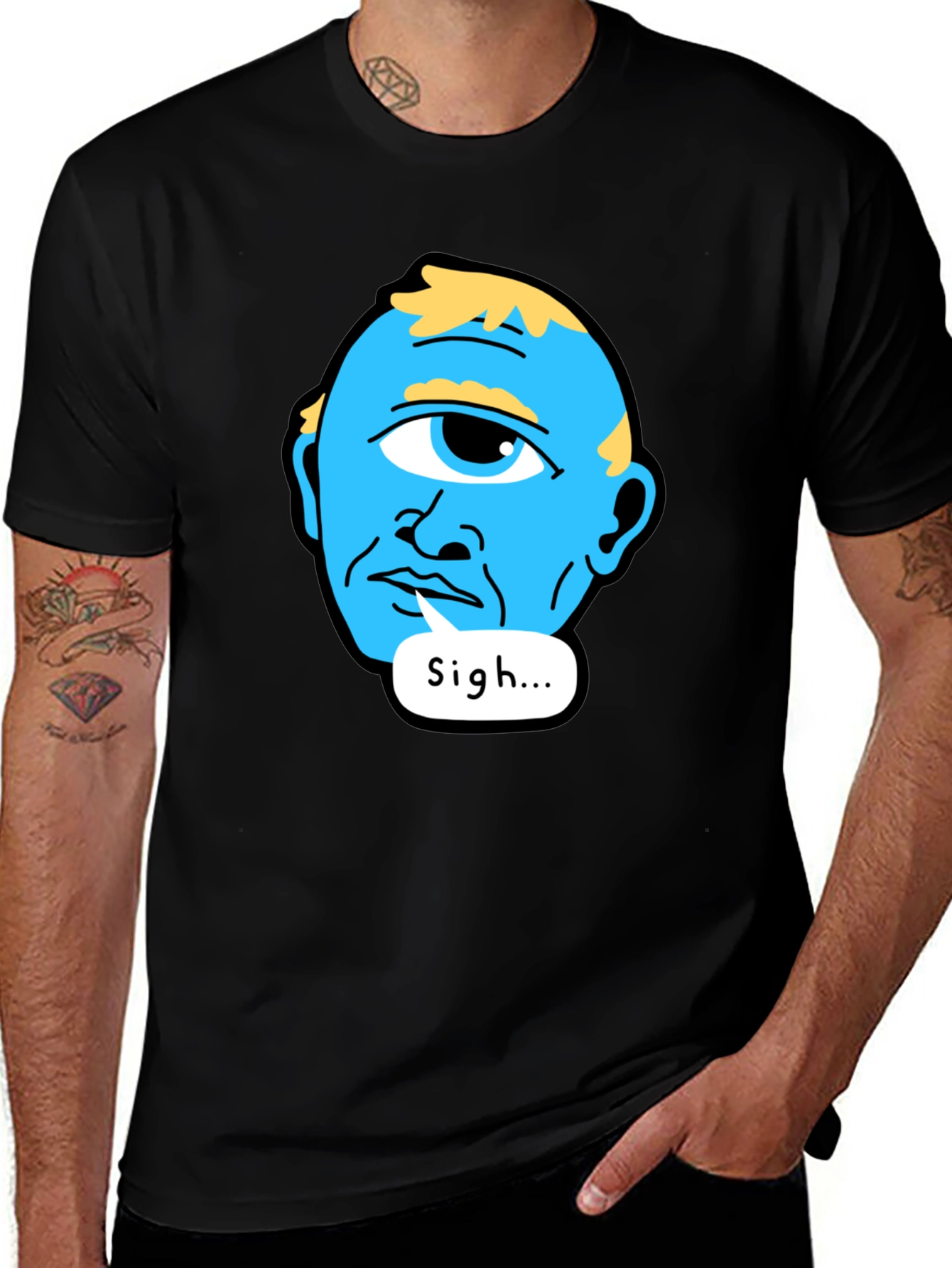 Sigh Cyclops T-Shirt - Black Cotton Tee