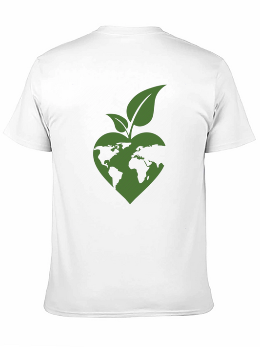 Eco Heart World Map Graphic Tee - Black Cotton T-Shirt