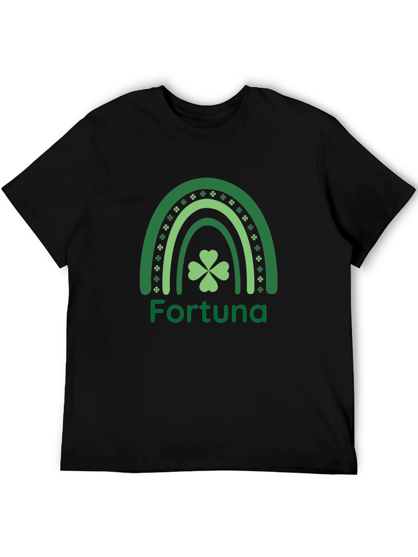 St. Patricks Day Fortuna Rainbow Clover Graphic Tee