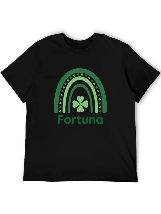 St. Patricks Day Fortuna Rainbow Clover Graphic Tee