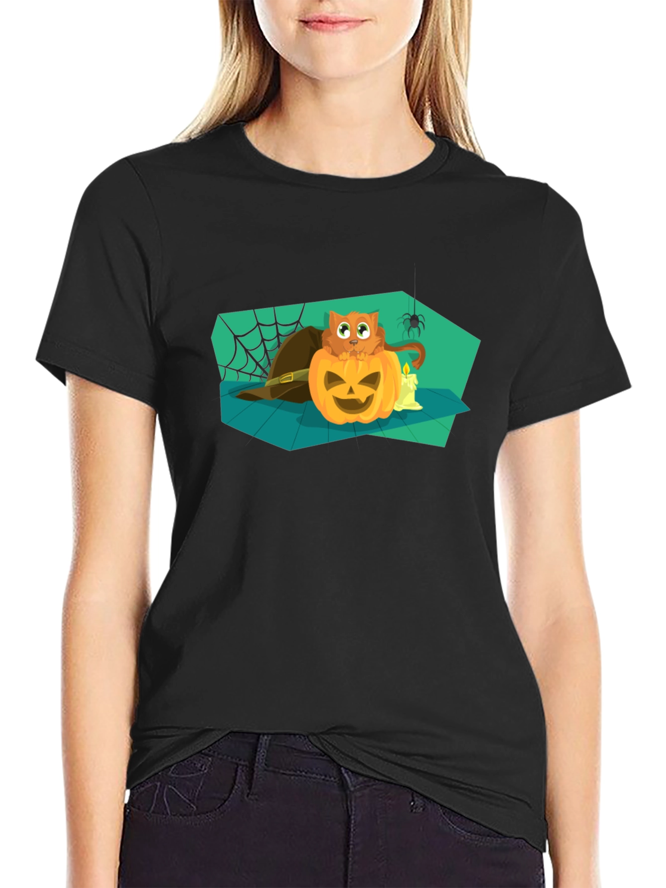 Halloween Cat Pumpkin T-Shirt