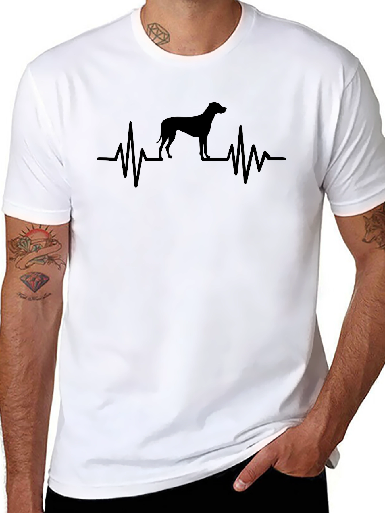 Dog Heartbeat T-Shirt - Black Casual Wear
