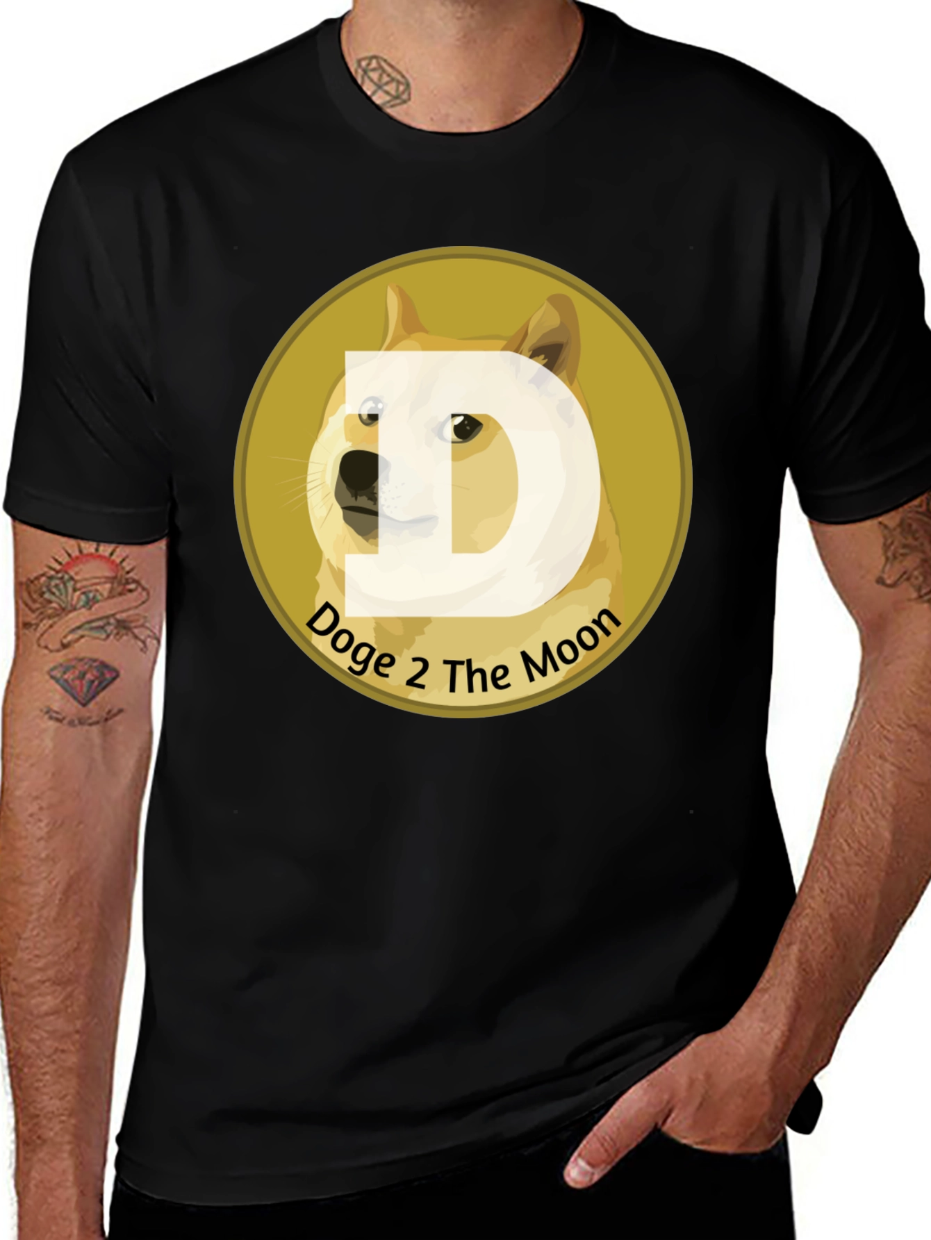 Doge 2 The Moon Black T-Shirt