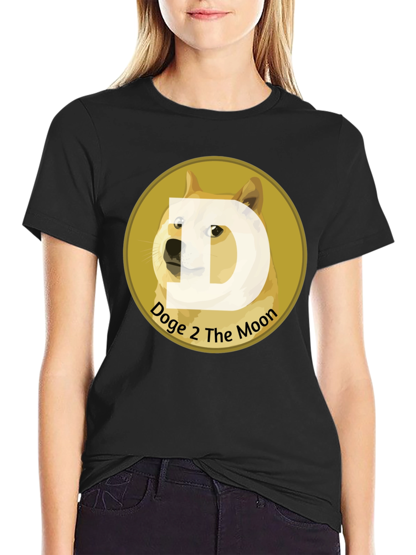 Doge 2 The Moon Black T-Shirt