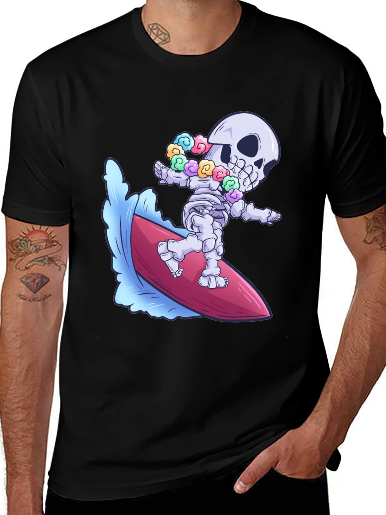 Surfing Skeleton Graphic Tee