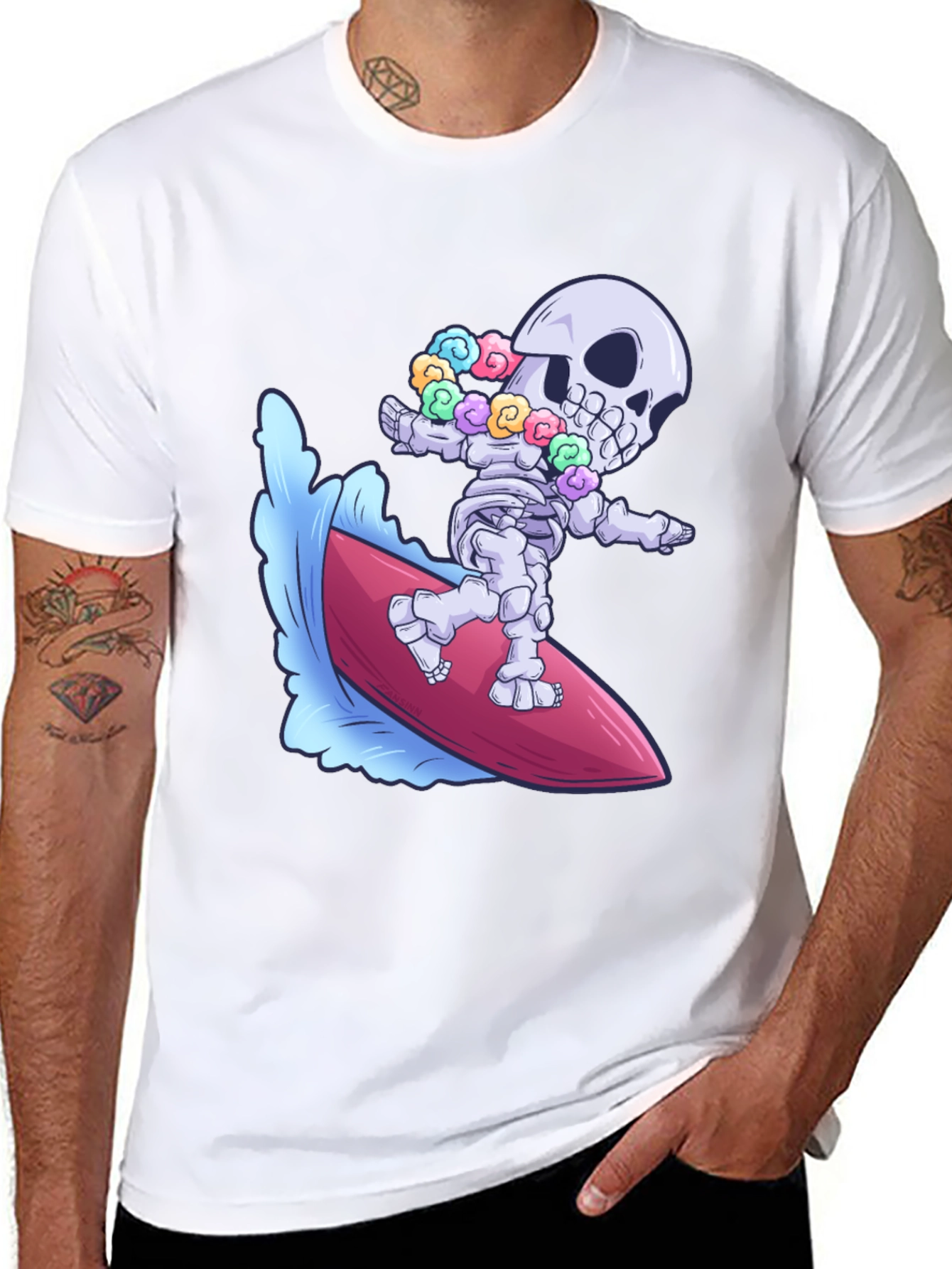 Surfing Skeleton Graphic Tee