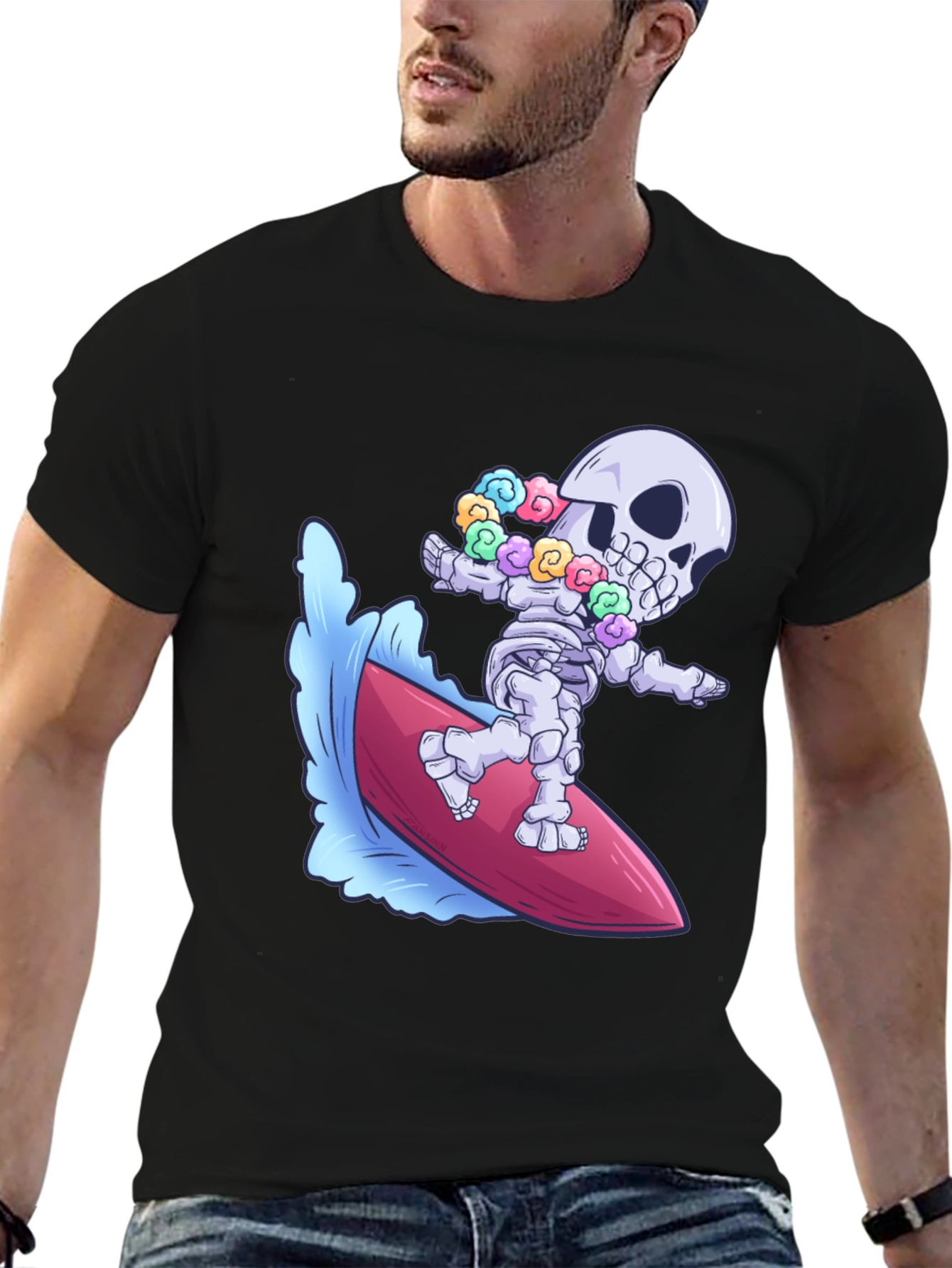 Surfing Skeleton Graphic Tee