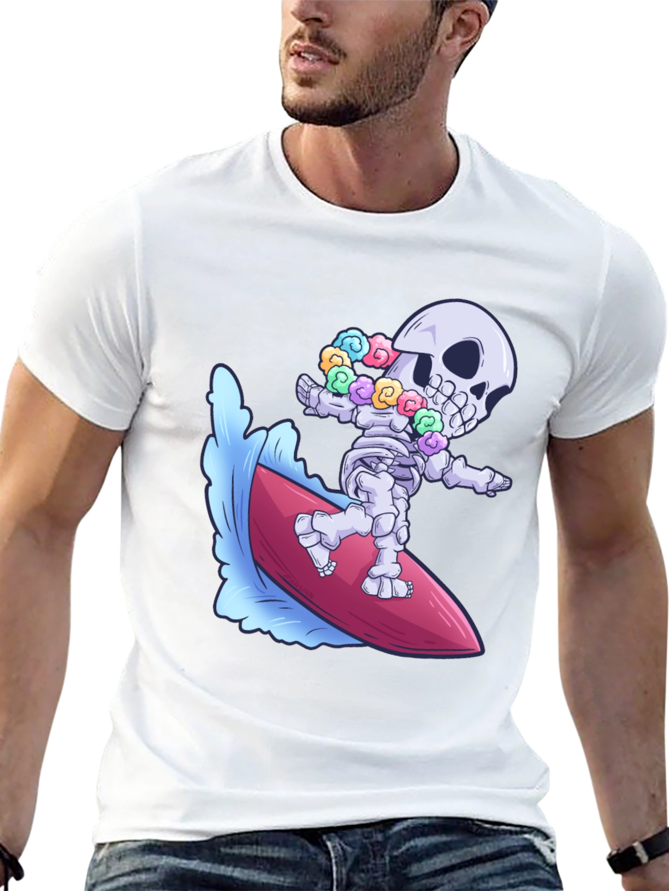 Surfing Skeleton Graphic Tee