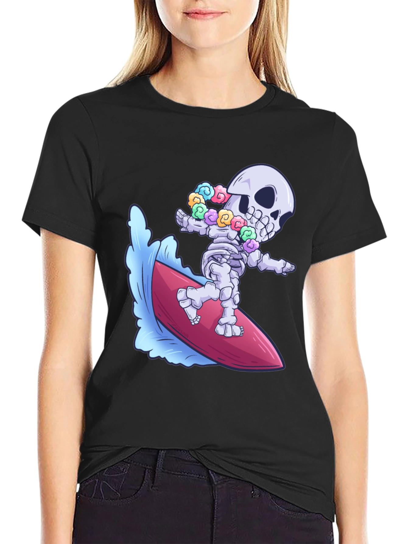 Surfing Skeleton Graphic Tee