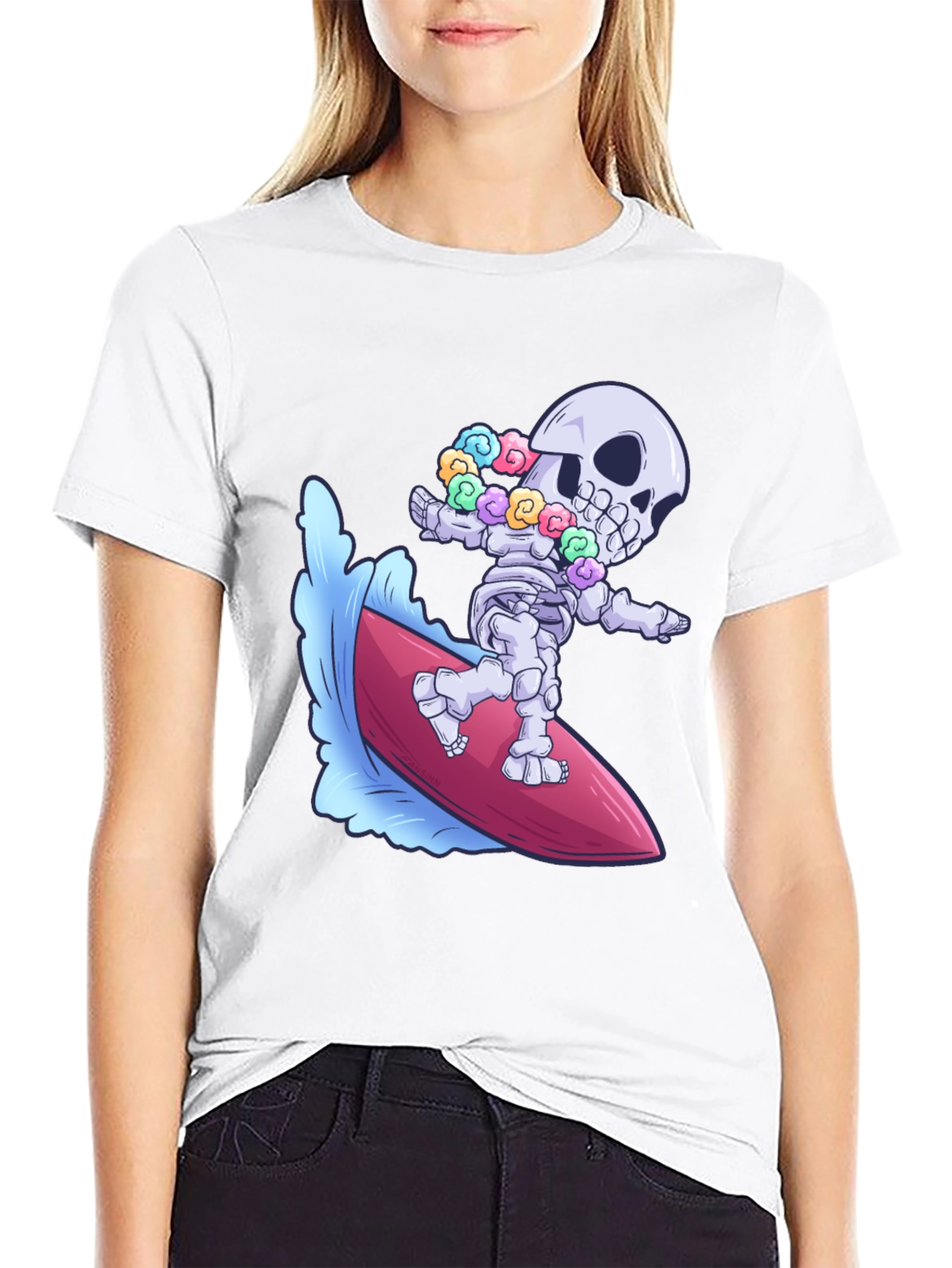 Surfing Skeleton Graphic Tee