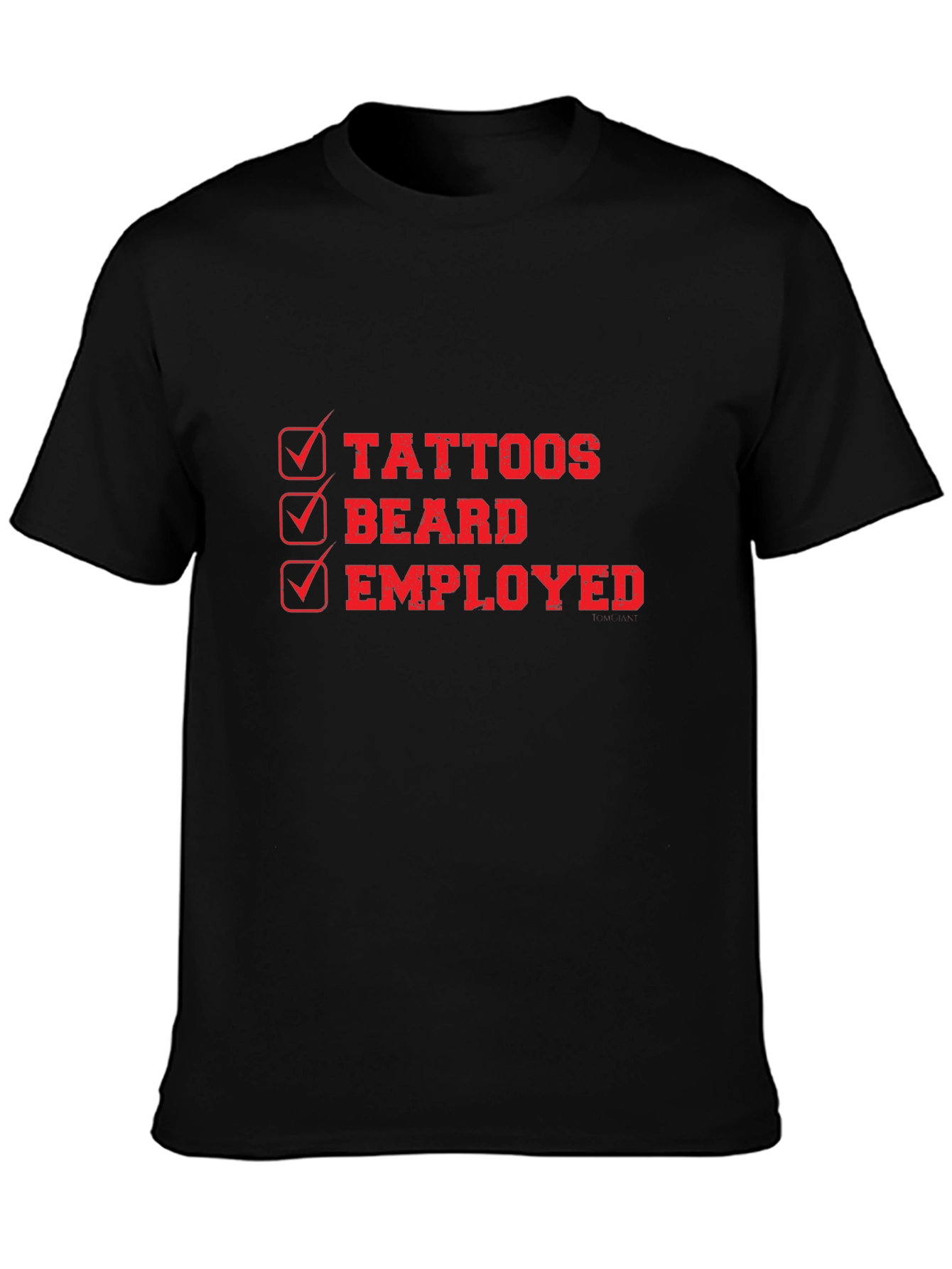 Tattoos Beard Employed Mens Black Graphic Tee