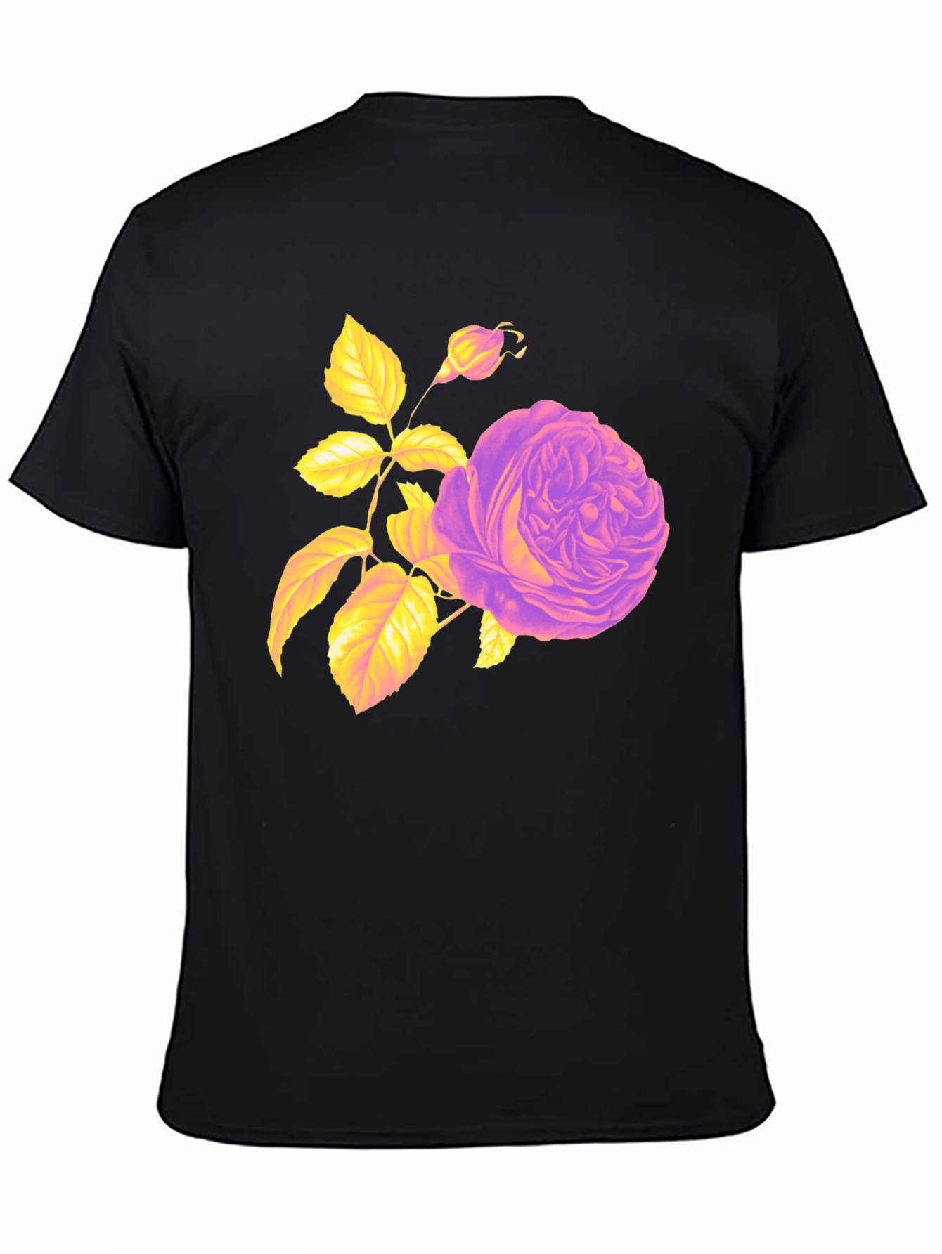 Floral Rose Graphic Tee - Black Cotton Blend