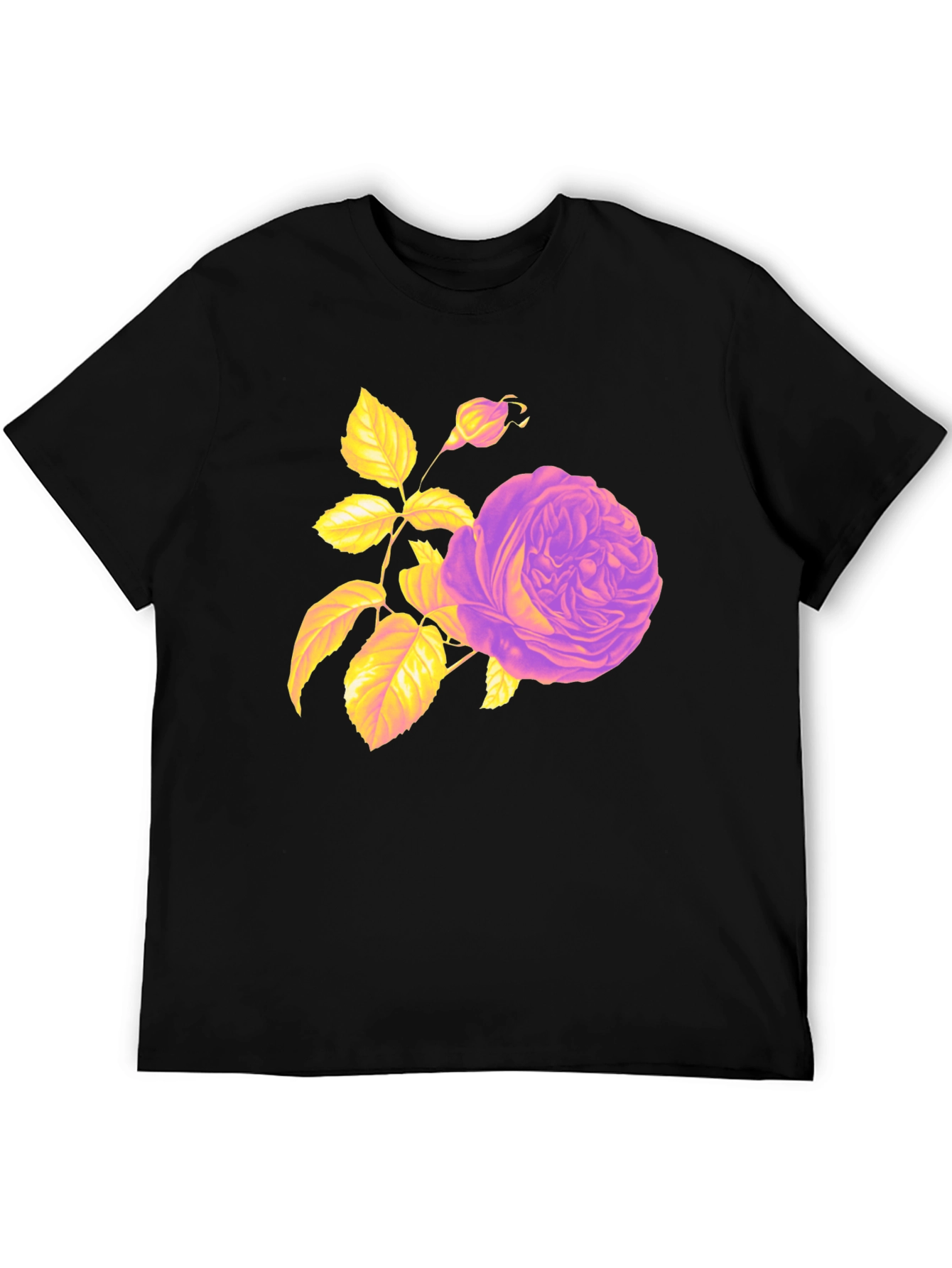 Floral Rose Graphic Tee - Black Cotton Blend