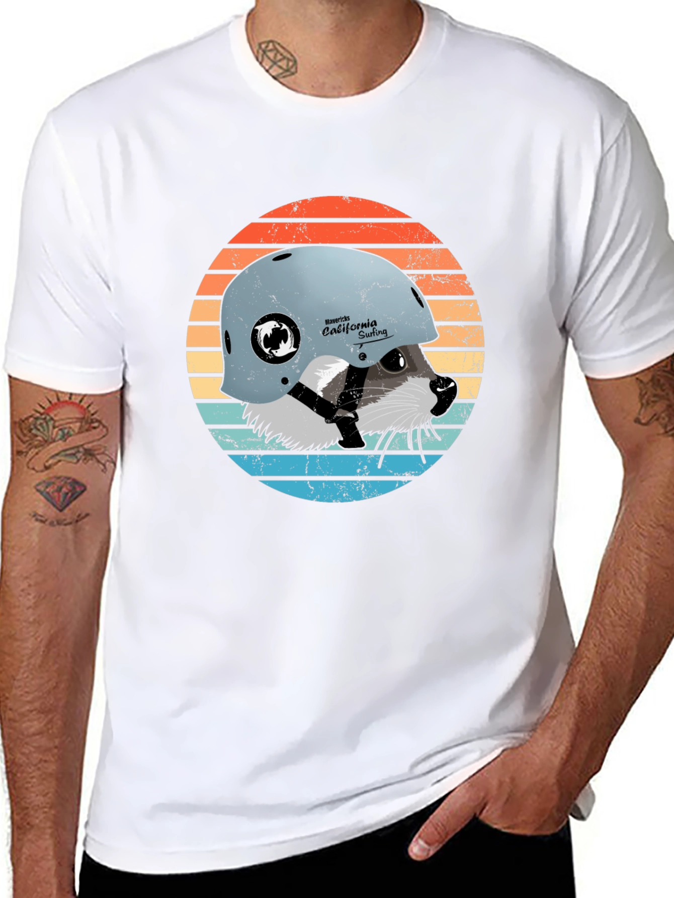 Retro Raccoon T-Shirt - California Surfing
