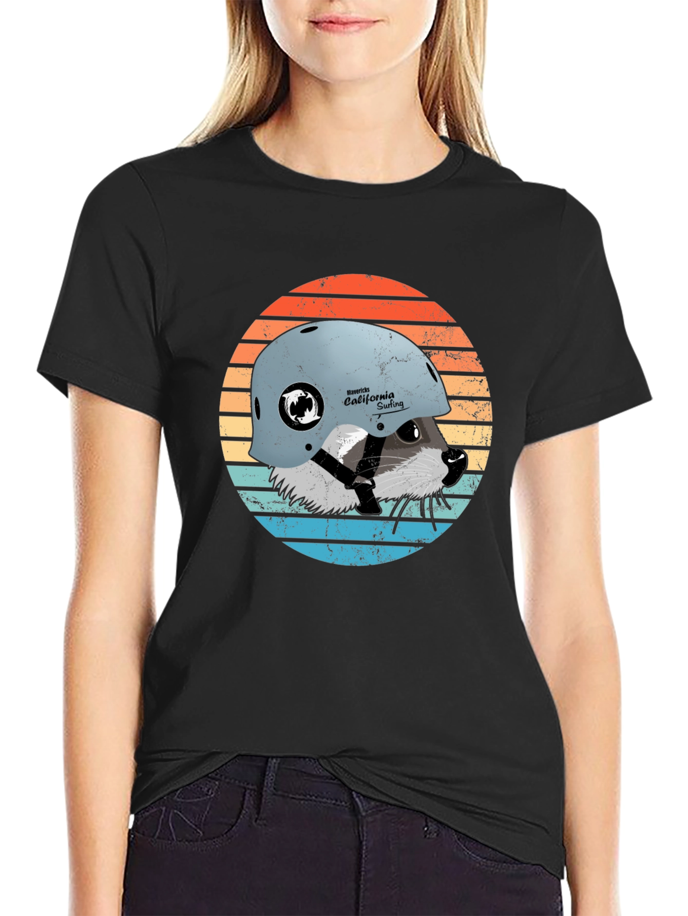 Retro Raccoon T-Shirt - California Surfing