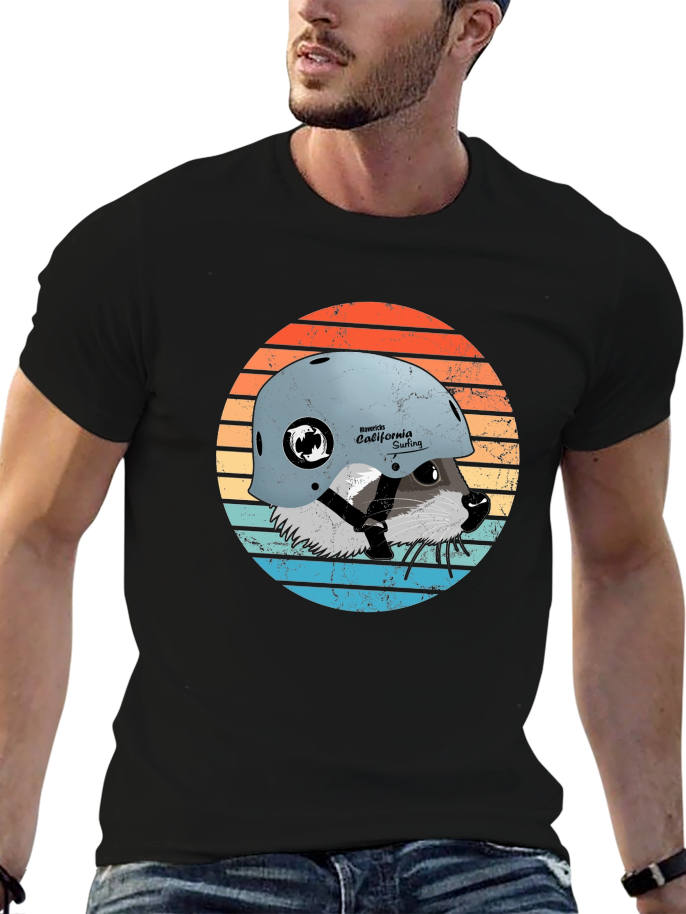 Retro Raccoon T-Shirt - California Surfing