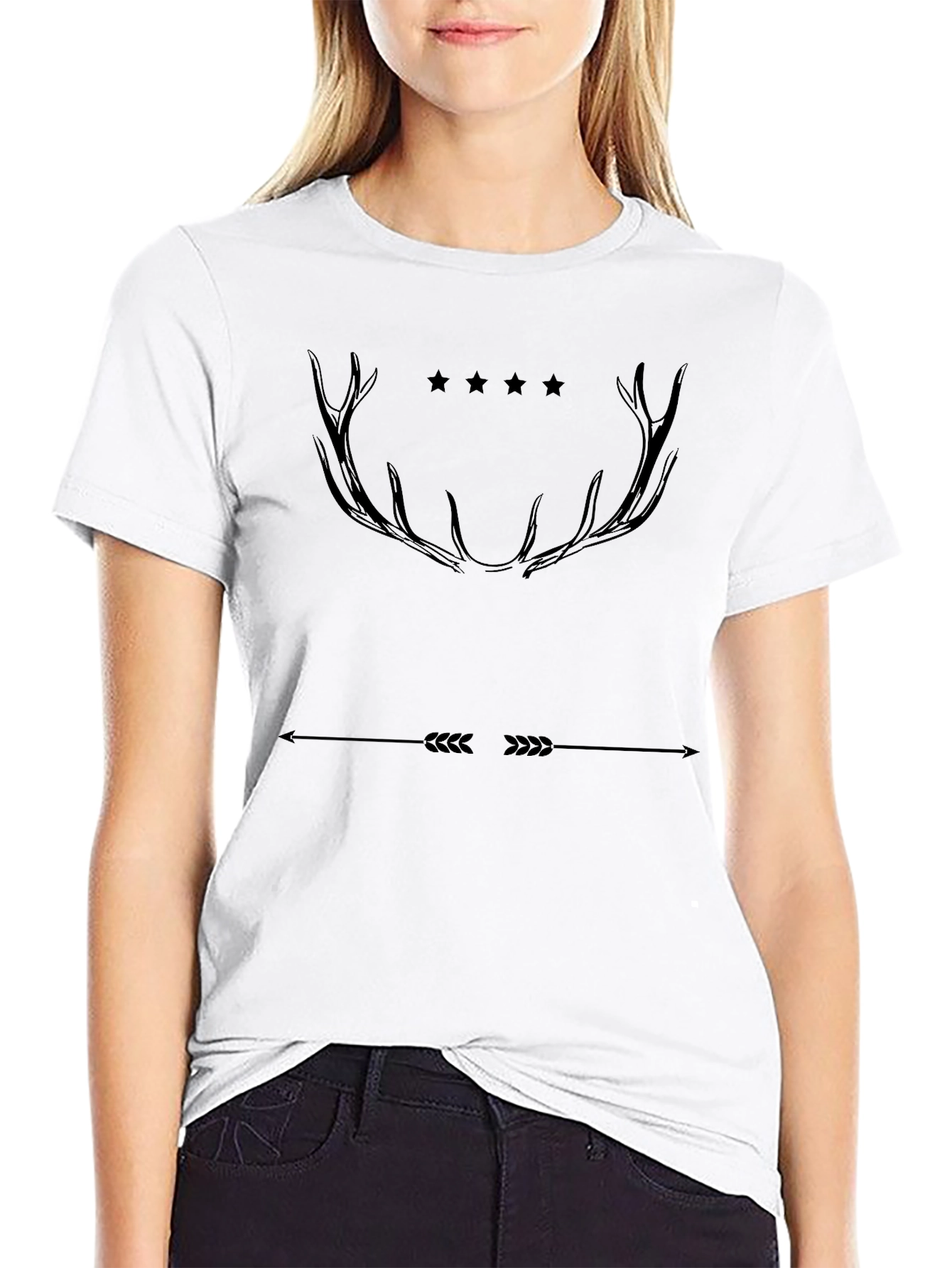 Mens Black T-Shirt with Antler & Arrow Graphic