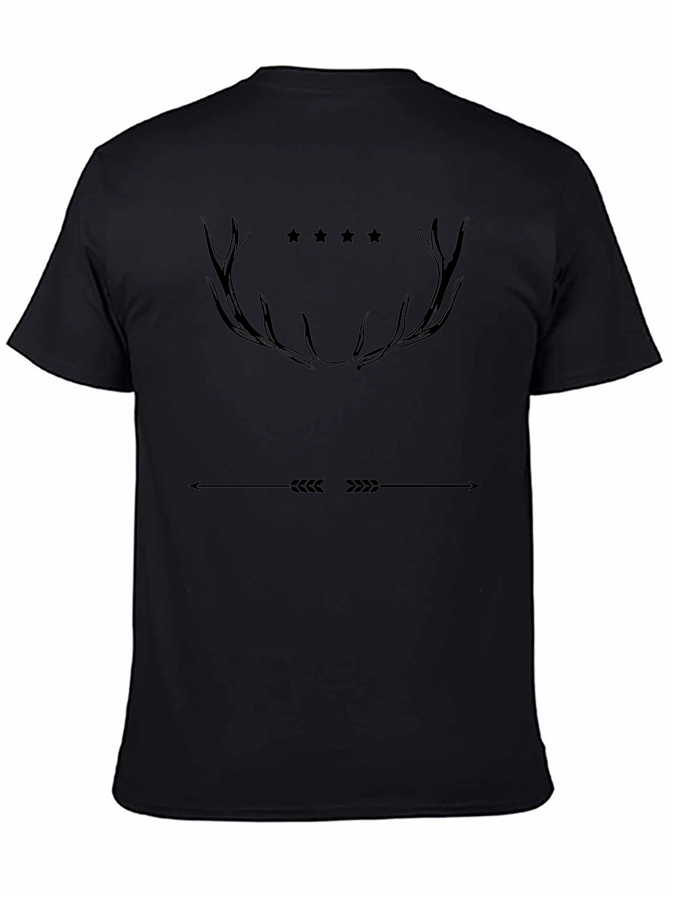 Mens Black T-Shirt with Antler & Arrow Graphic