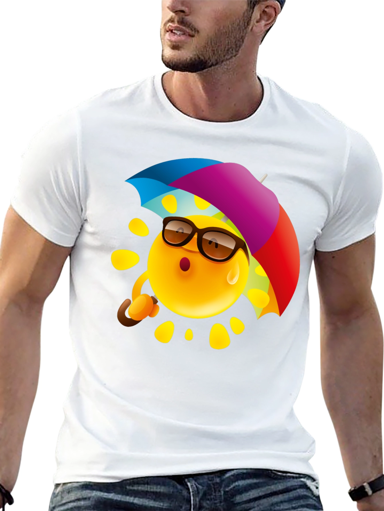 Emoji Umbrella T-Shirt - Black