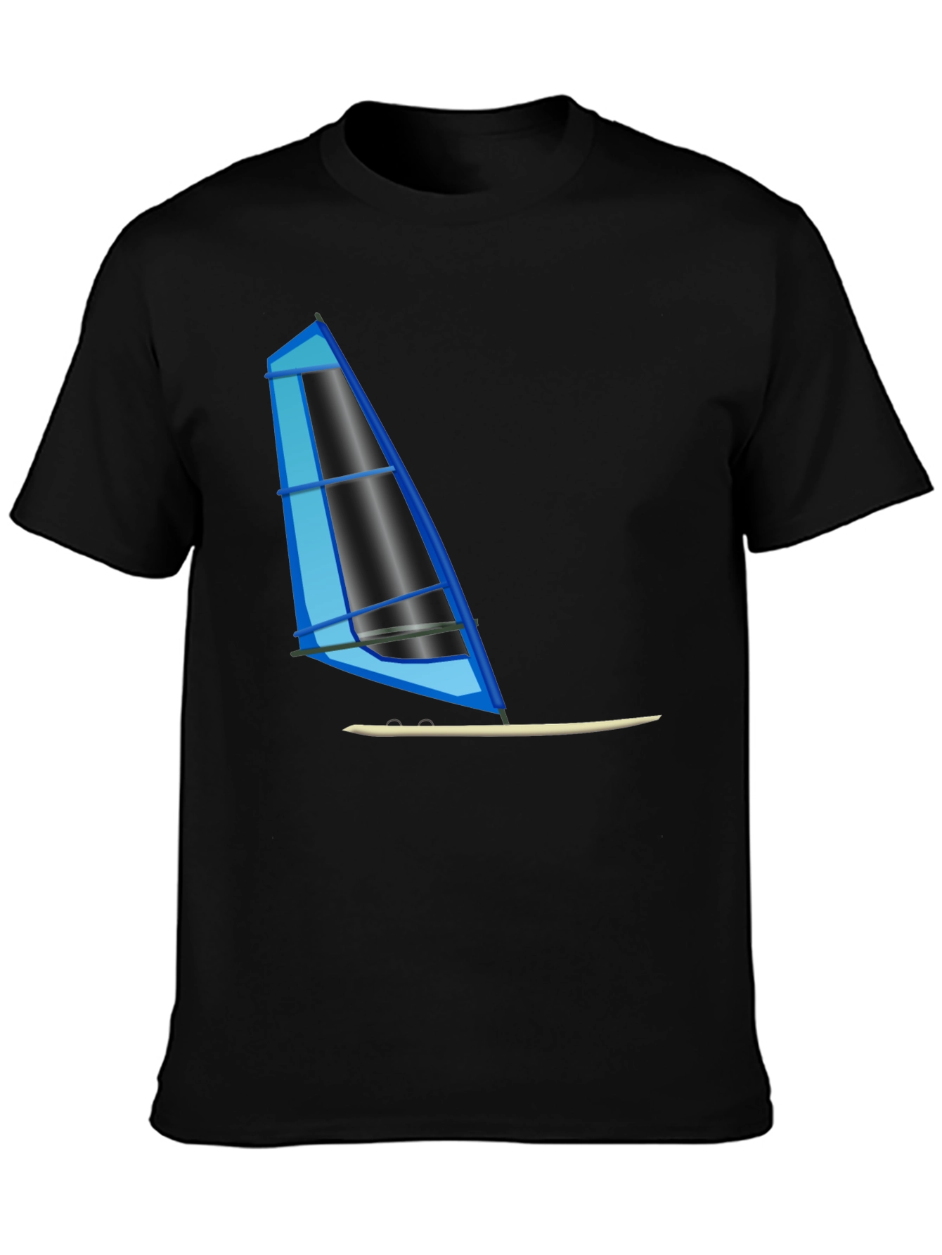 Windsurf Graphic Tee - Black Cotton T-Shirt