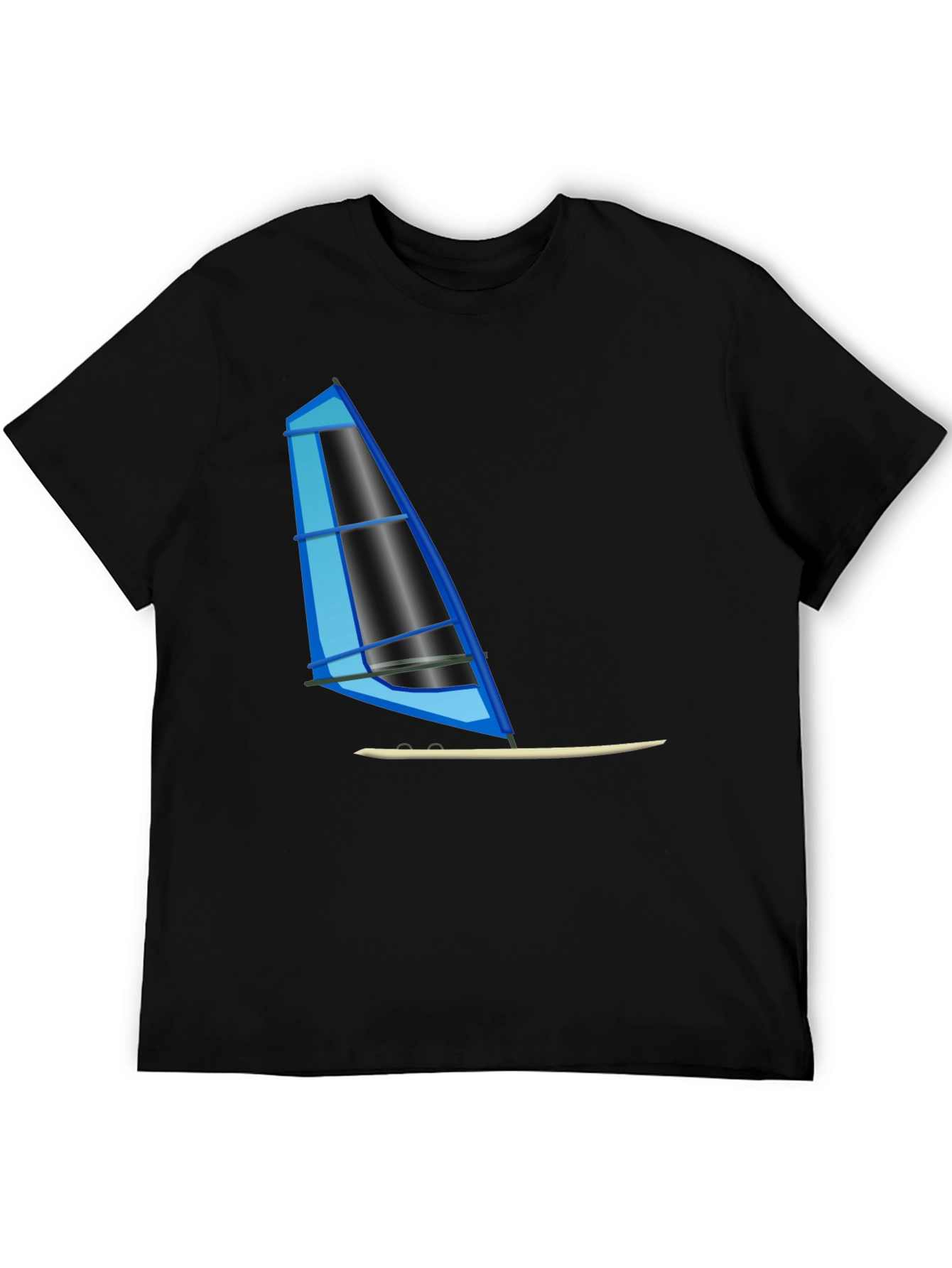 Windsurf Graphic Tee - Black Cotton T-Shirt