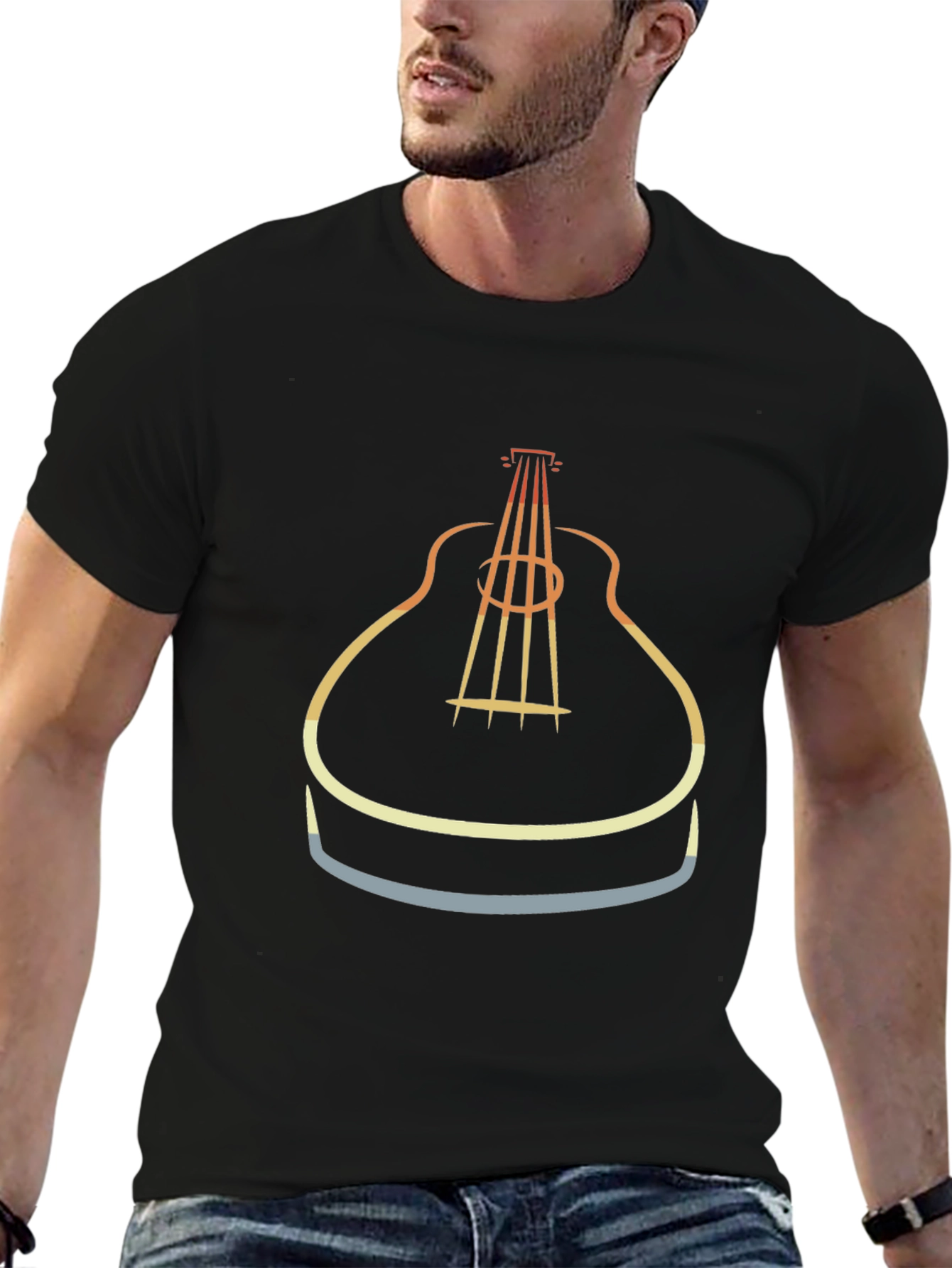 Retro Guitar Graphic Tee - Music Lover T-Shirt