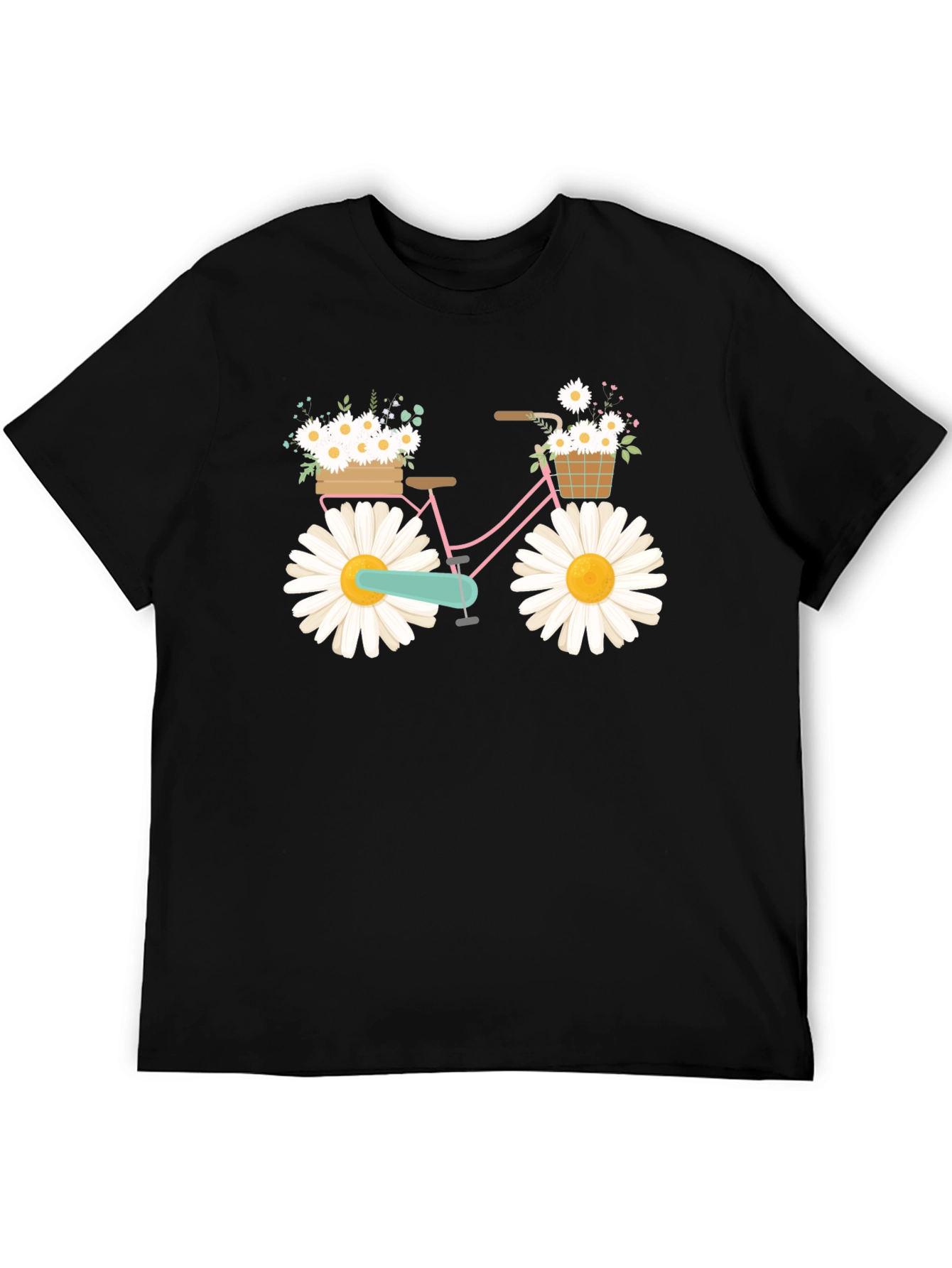 Daisy Bike Graphic T-Shirt - Whimsical Floral Design