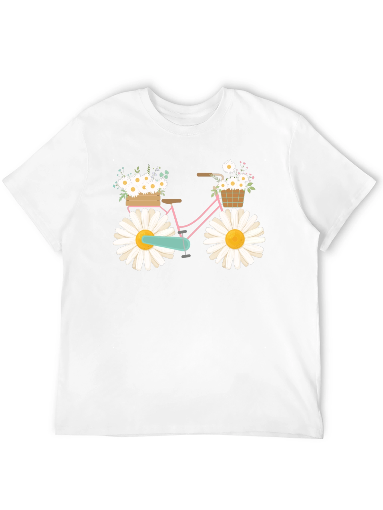 Daisy Bike Graphic T-Shirt - Whimsical Floral Design