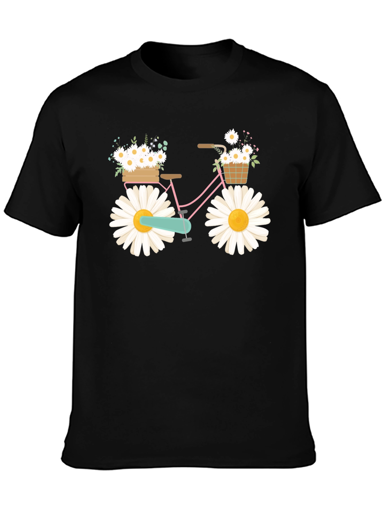 Daisy Bike Graphic T-Shirt - Whimsical Floral Design