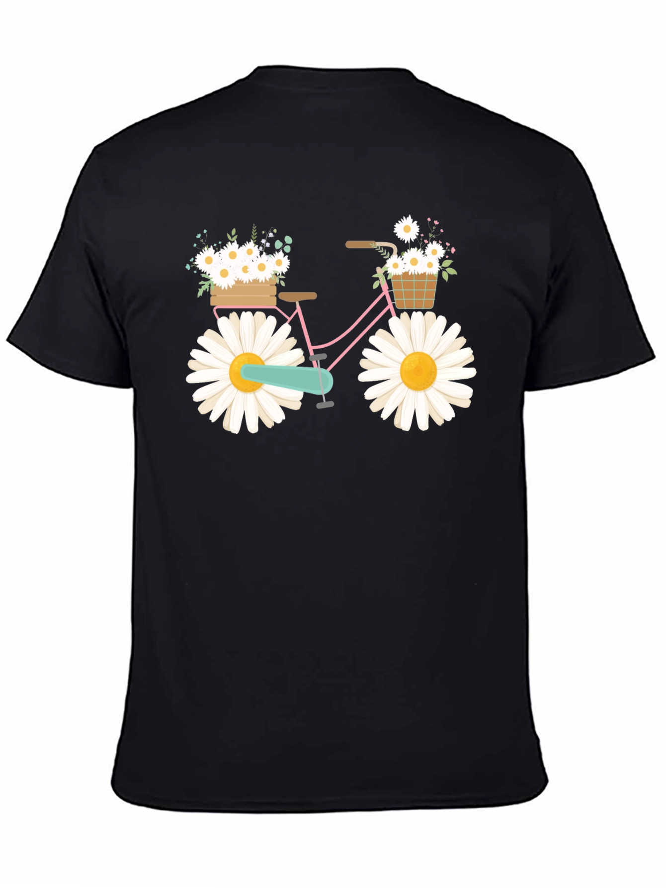 Daisy Bike Graphic T-Shirt - Whimsical Floral Design