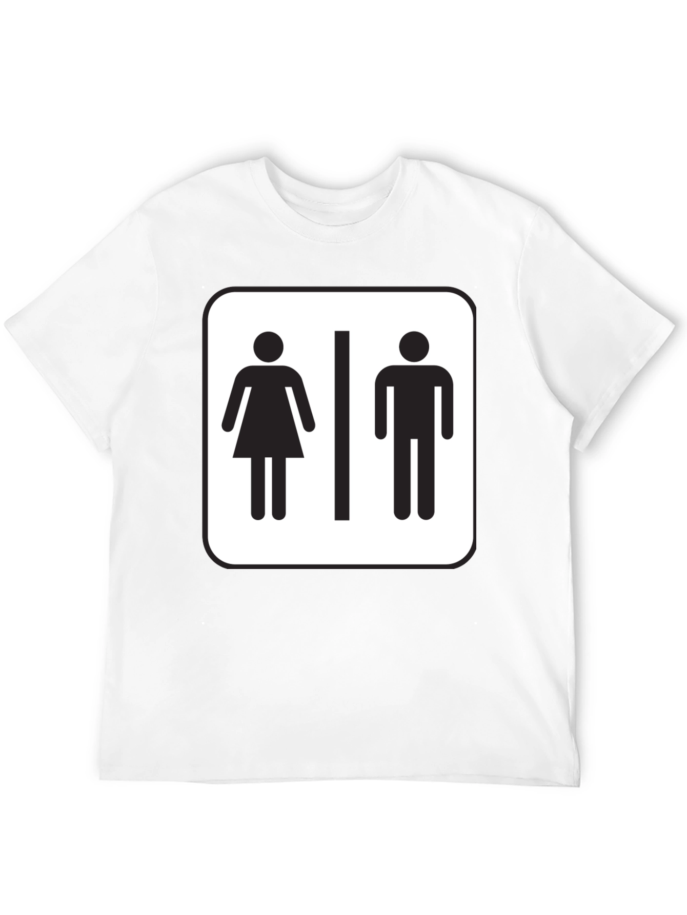 Unisex Restroom Sign Graphic Tee - Black Cotton Blend