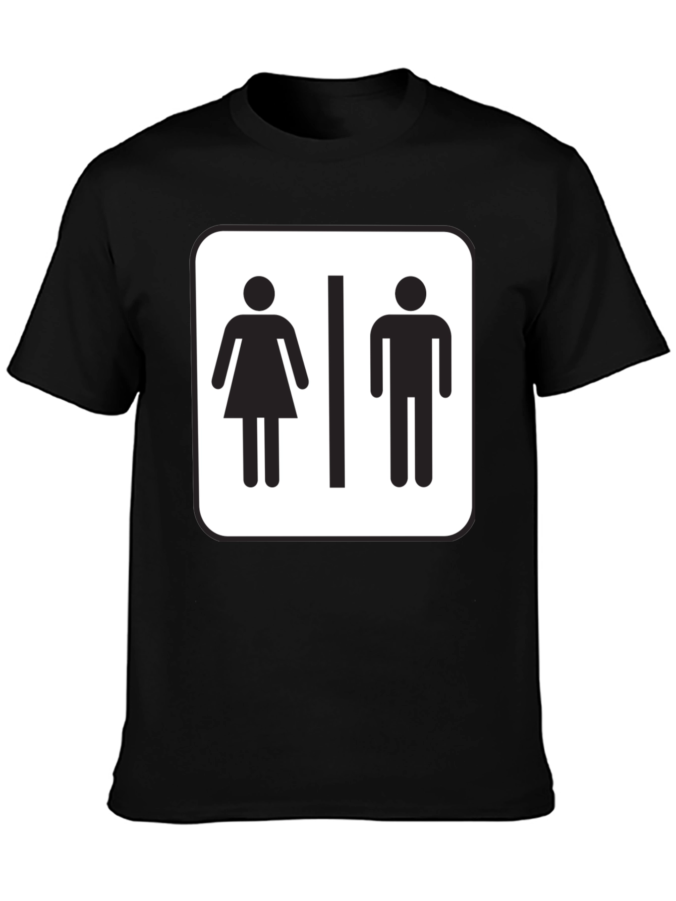 Unisex Restroom Sign Graphic Tee - Black Cotton Blend