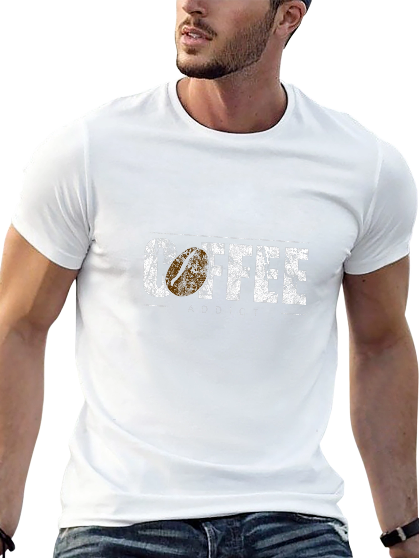 Coffee Addict Graphic Tee - Distressed Print