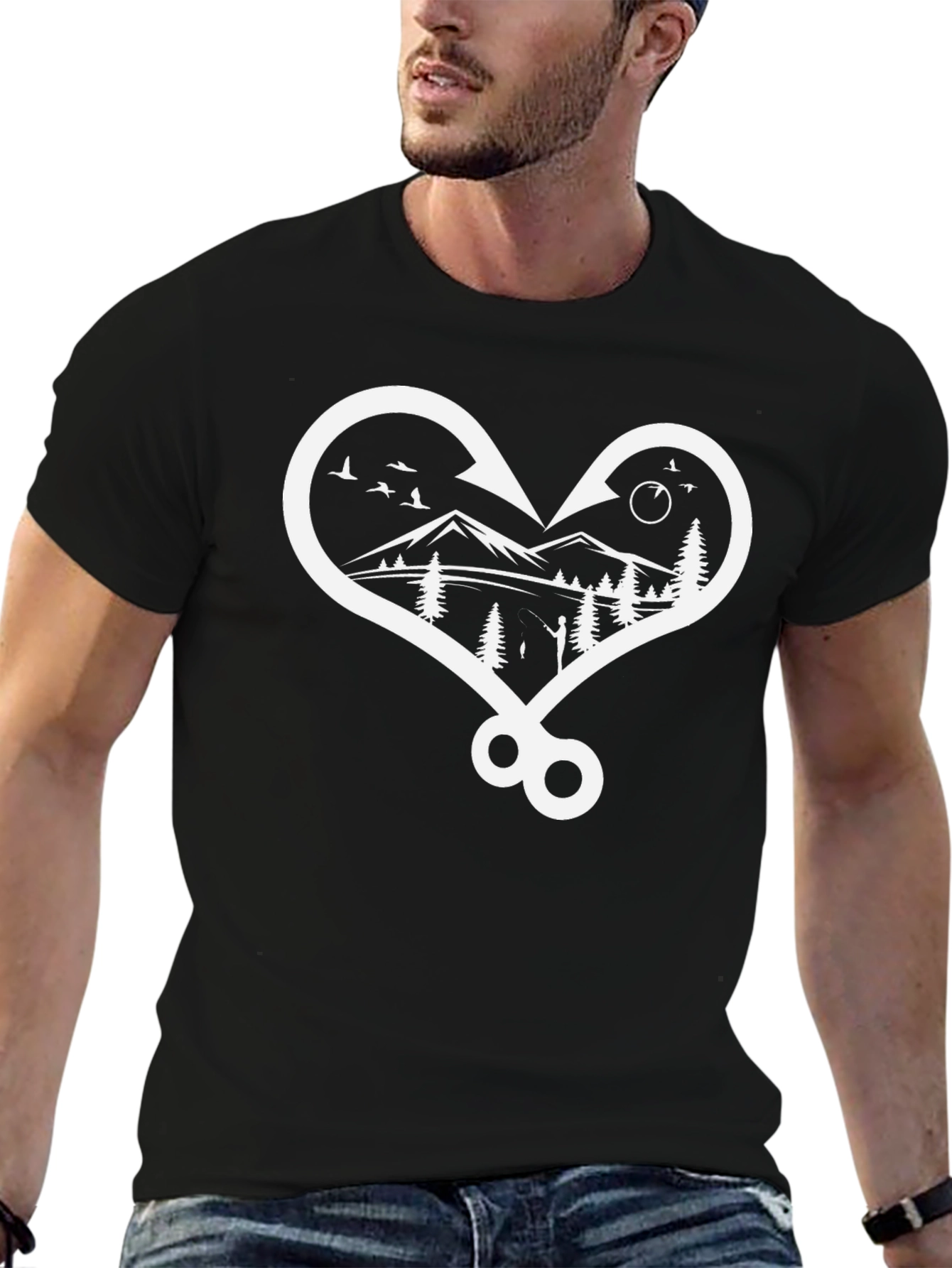 Fishing Hook Heart Graphic Tee