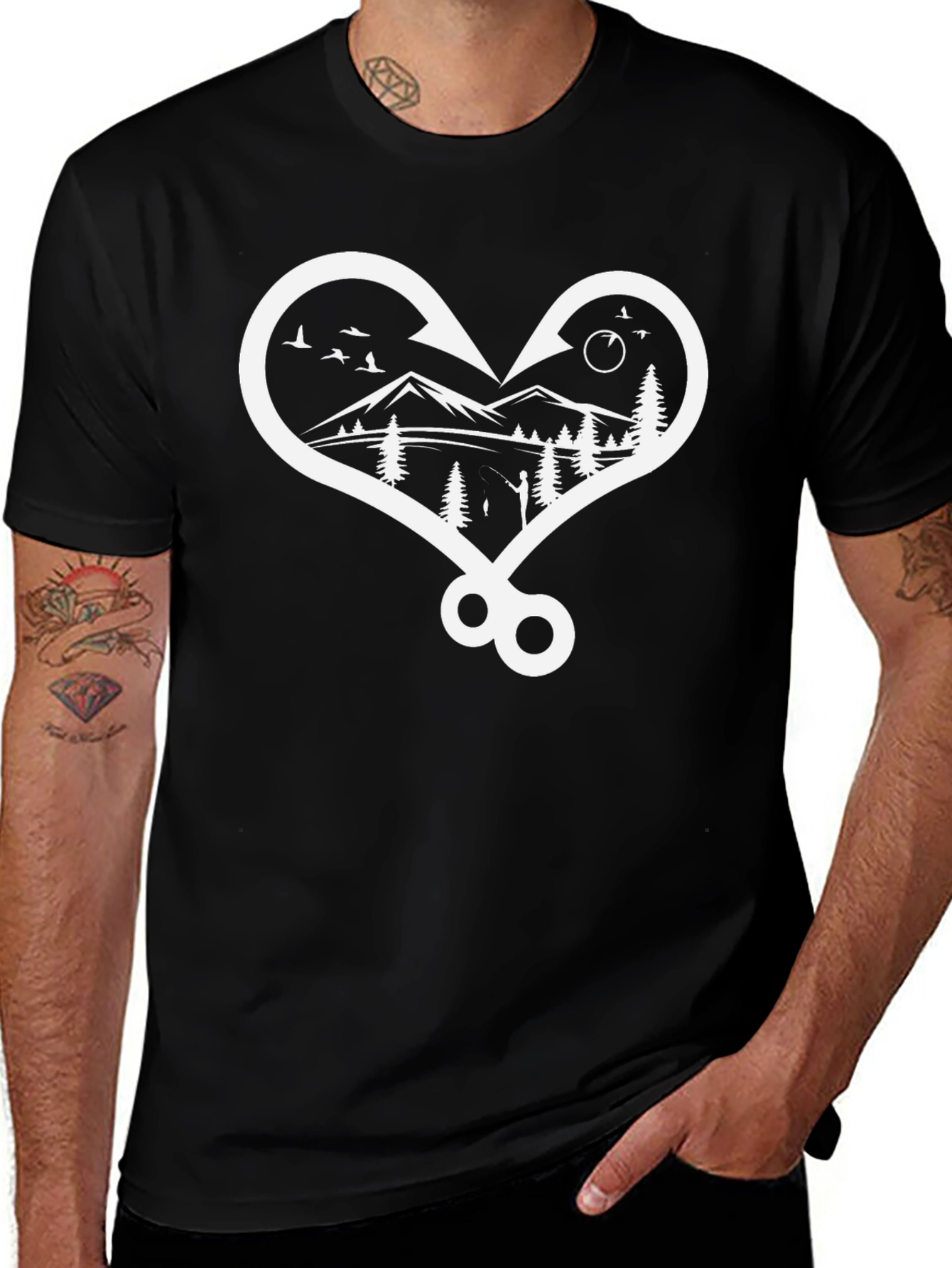 Fishing Hook Heart Graphic Tee