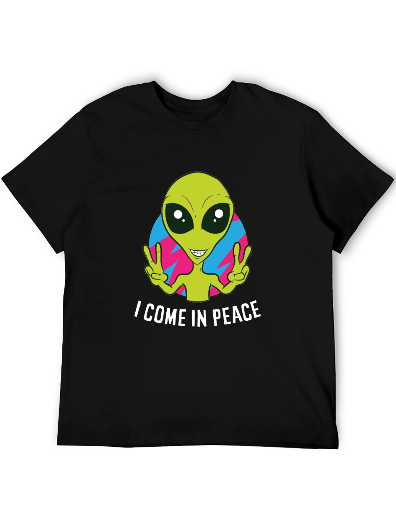 Peace Alien Graphic T-Shirt - Black Short Sleeve