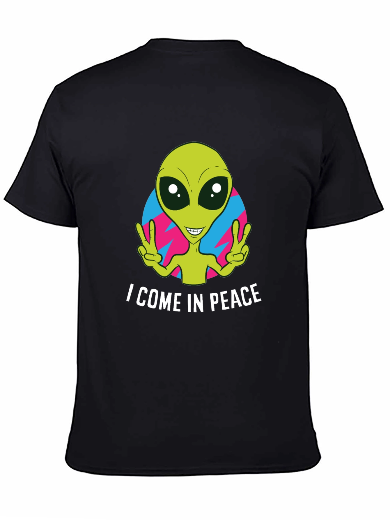 Peace Alien Graphic T-Shirt - Black Short Sleeve