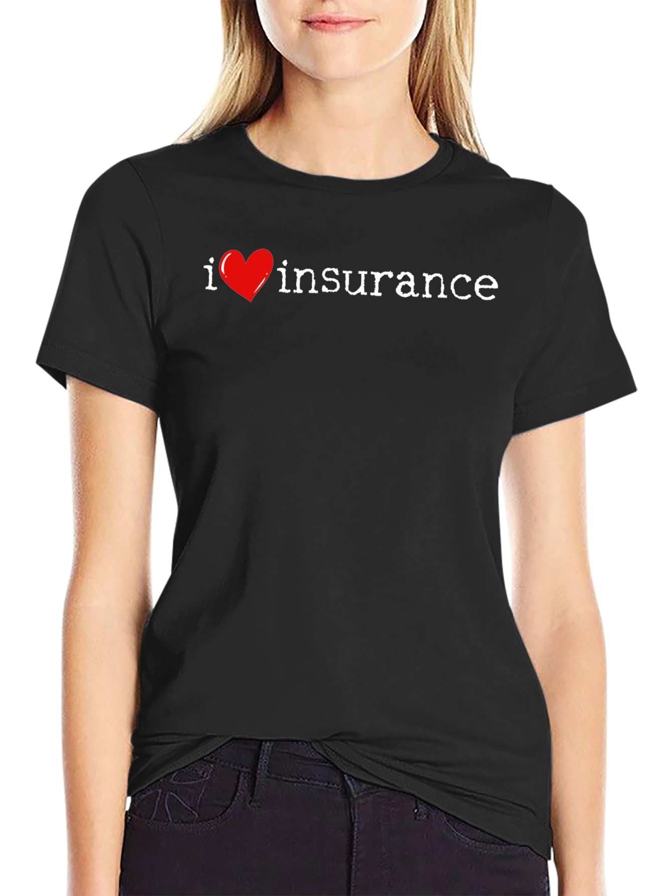 I Heart Insurance Graphic Tee - Black Cotton T-Shirt