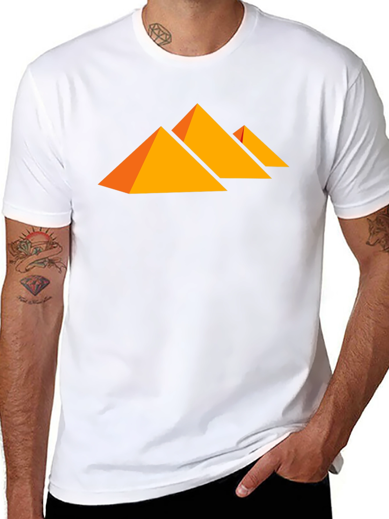 Modern Geometric Pyramid Graphic Print Tee