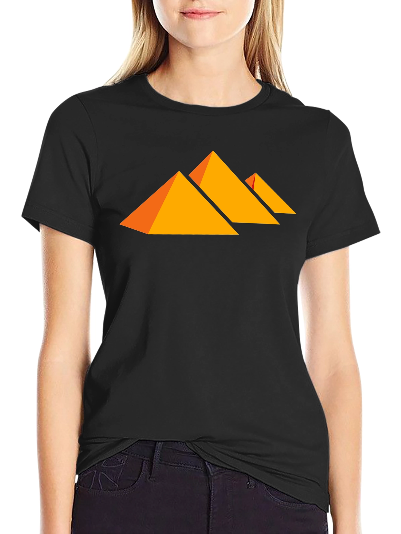Modern Geometric Pyramid Graphic Print Tee
