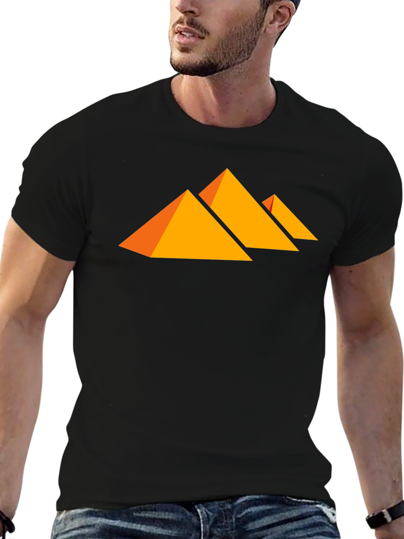 Modern Geometric Pyramid Graphic Print Tee
