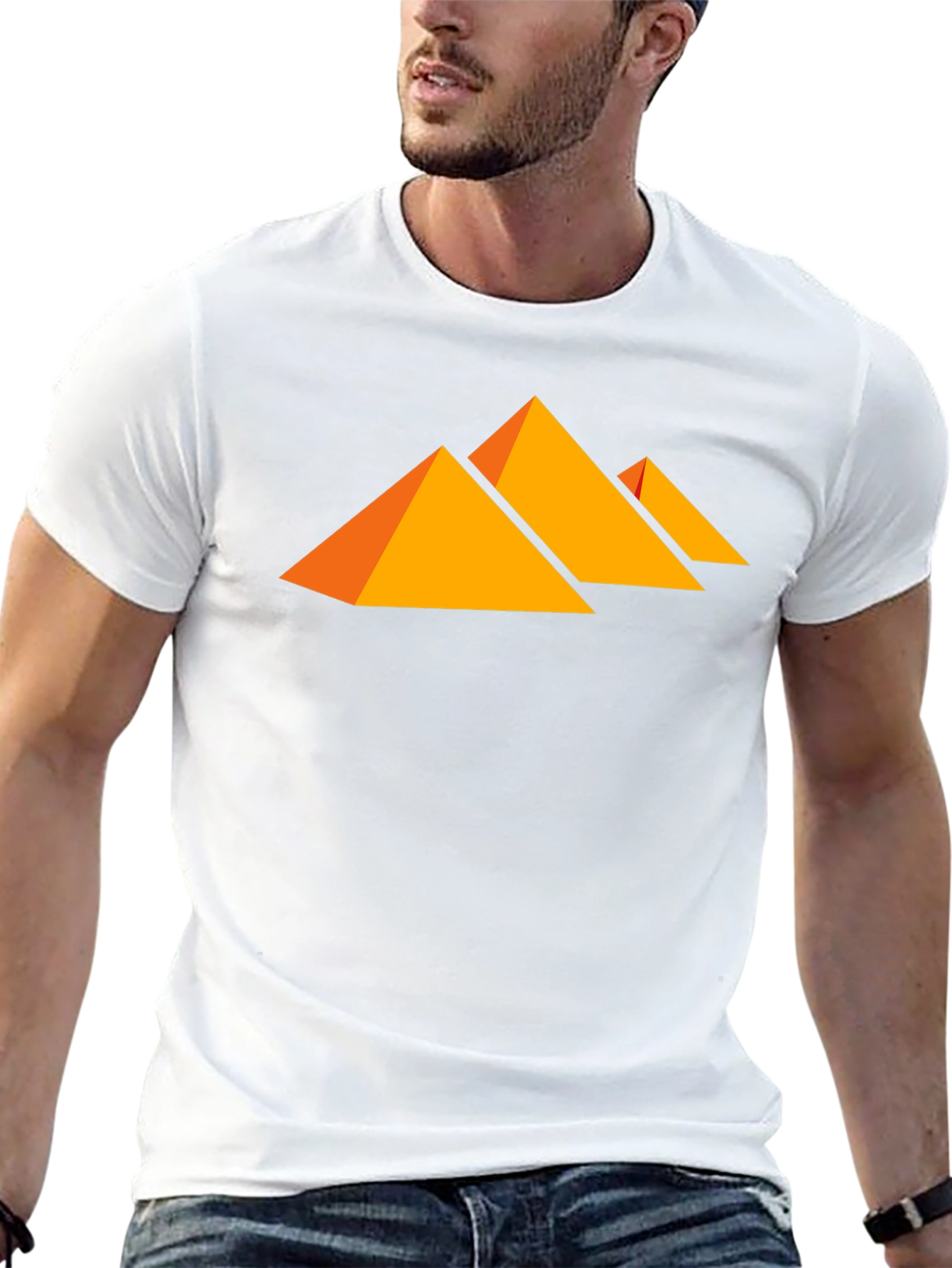 Modern Geometric Pyramid Graphic Print Tee