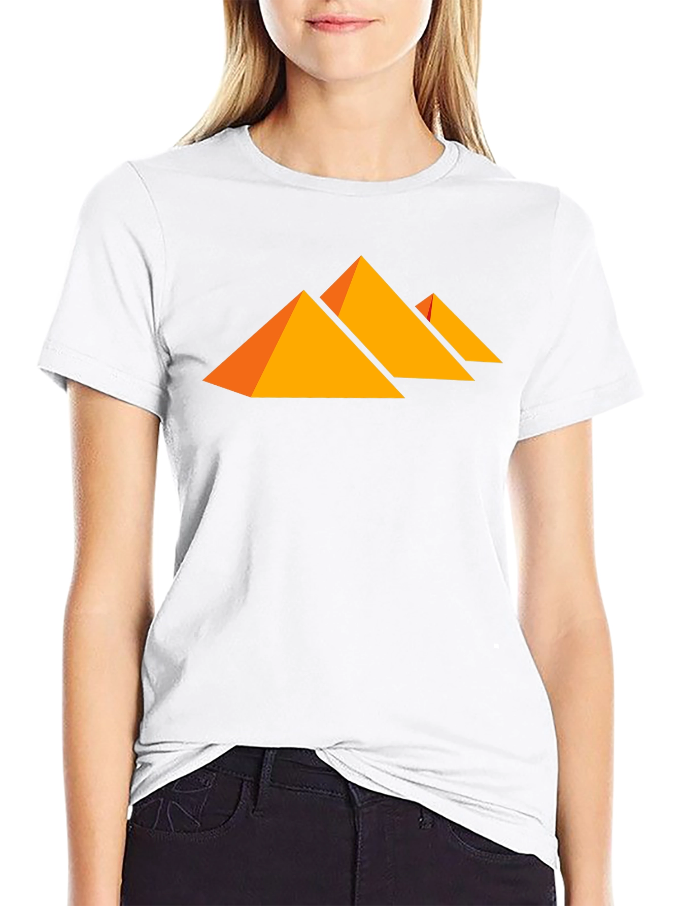 Modern Geometric Pyramid Graphic Print Tee