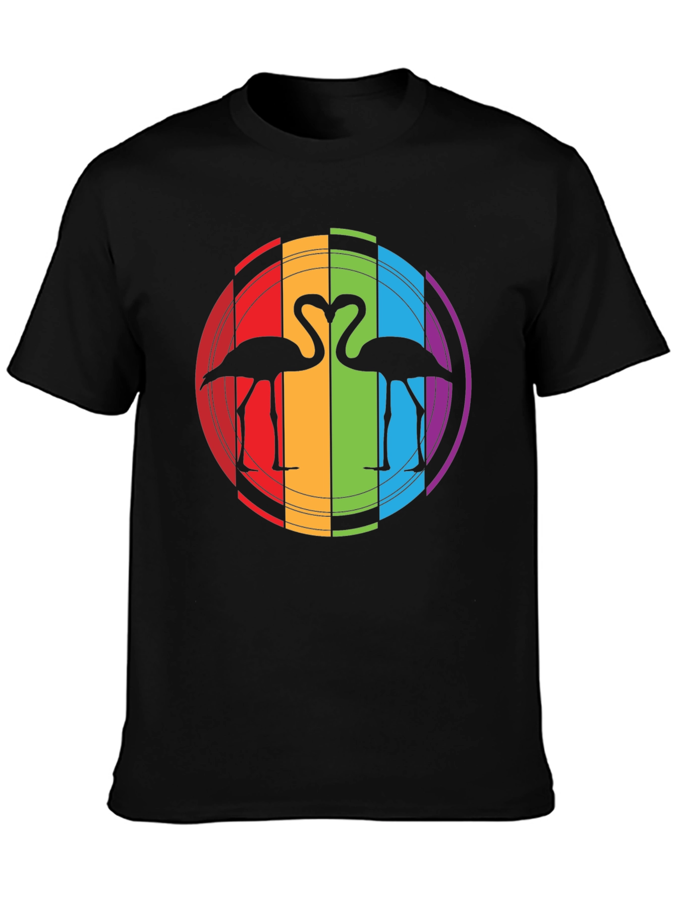 Rainbow Flamingo Heart Graphic Tee - Unisex