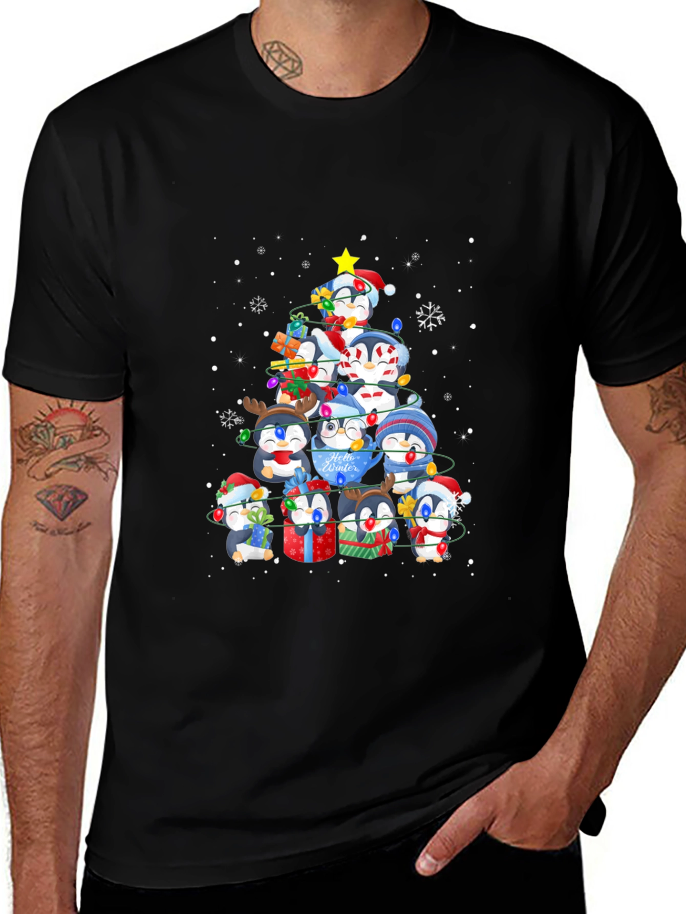 Penguin Christmas Tree T-Shirt - Holiday Cheer