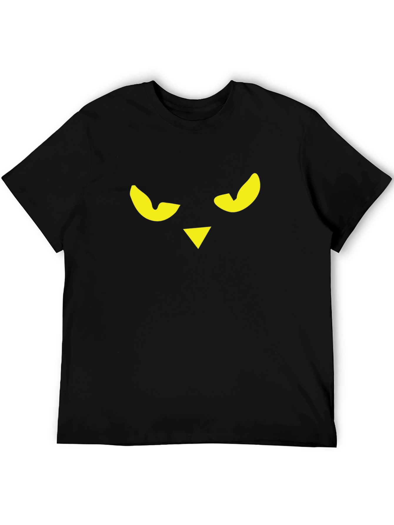 Mens Black T-Shirt with Graphic Owl Face