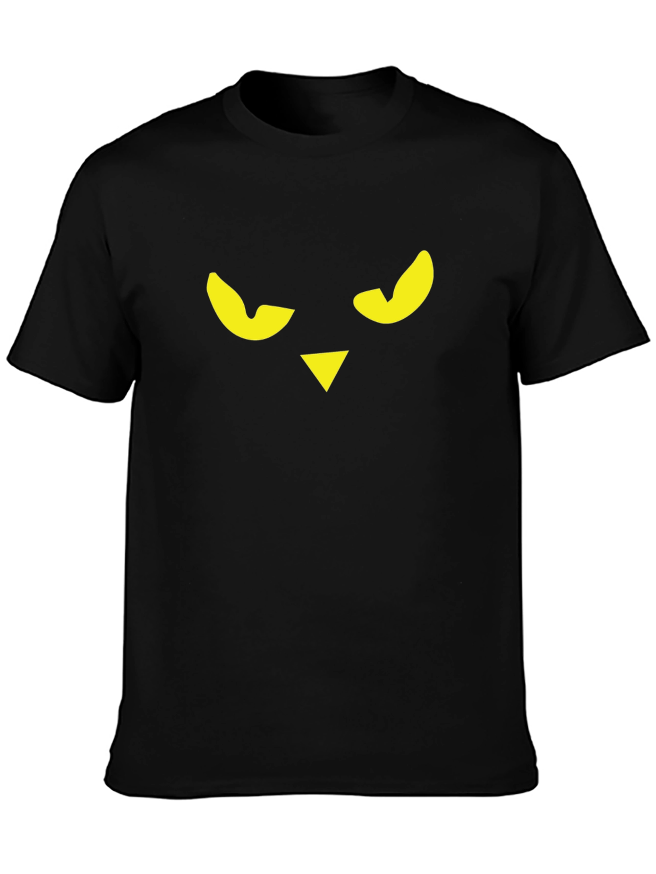 Mens Black T-Shirt with Graphic Owl Face