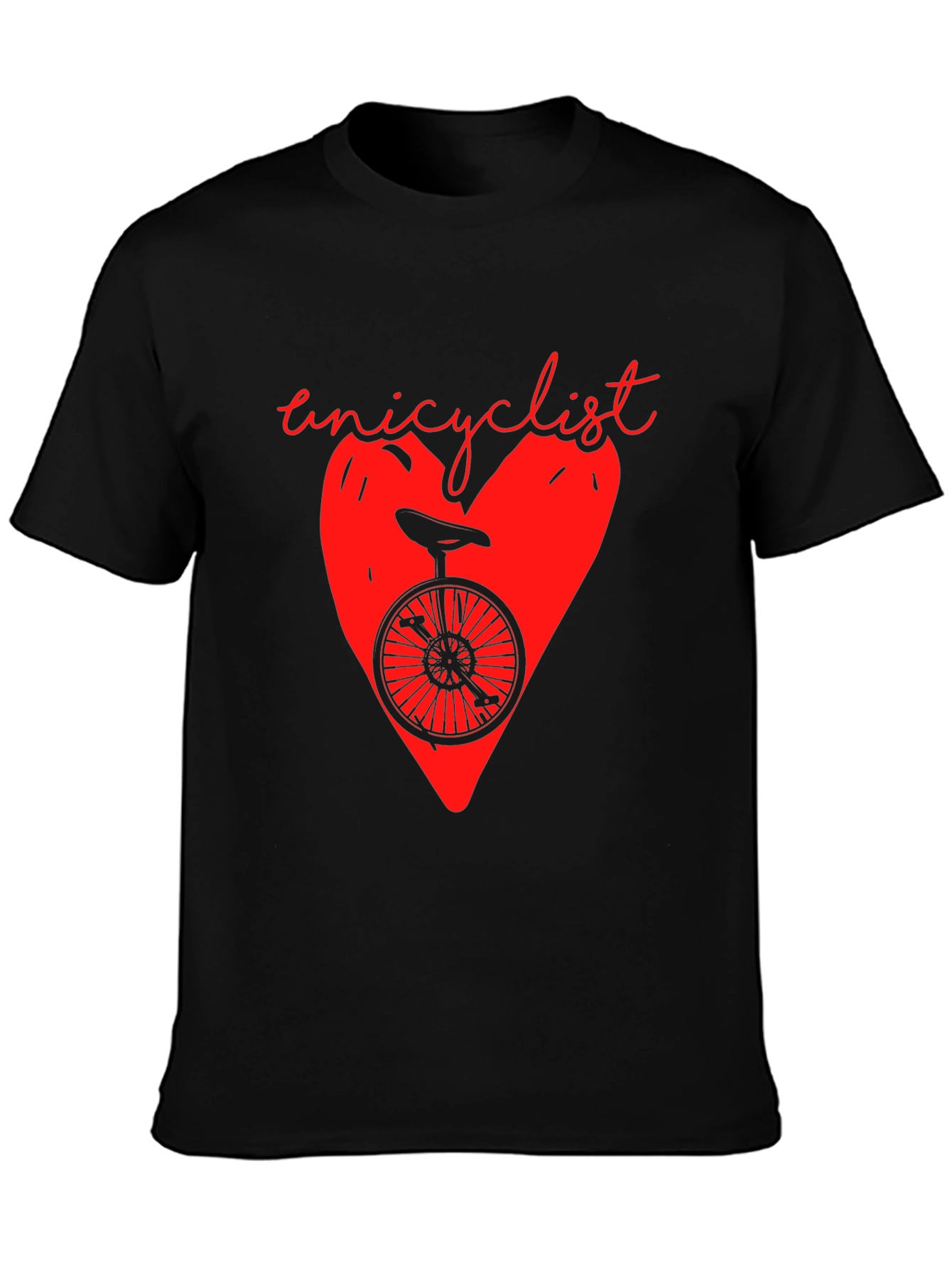 Unicyclist Heart Graphic T-Shirt - Black