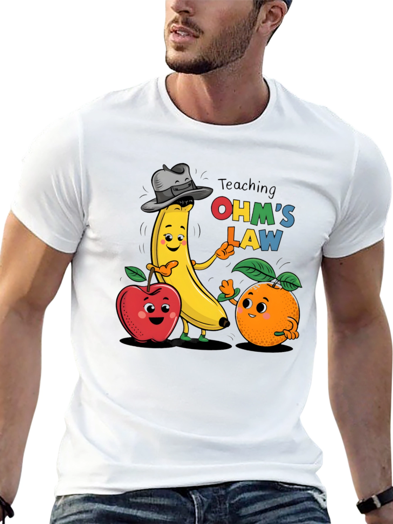 Ohms Law Fruit Cartoon Black T-Shirt